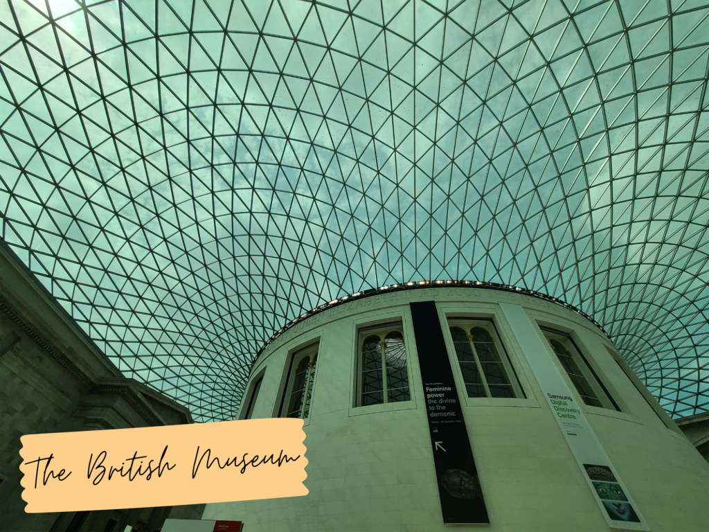 looking up at interior of the british museum in london
