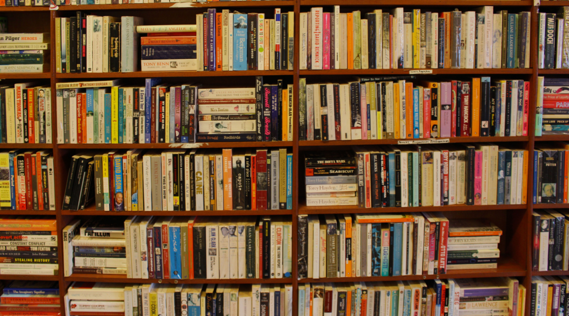 bookshelves full of books