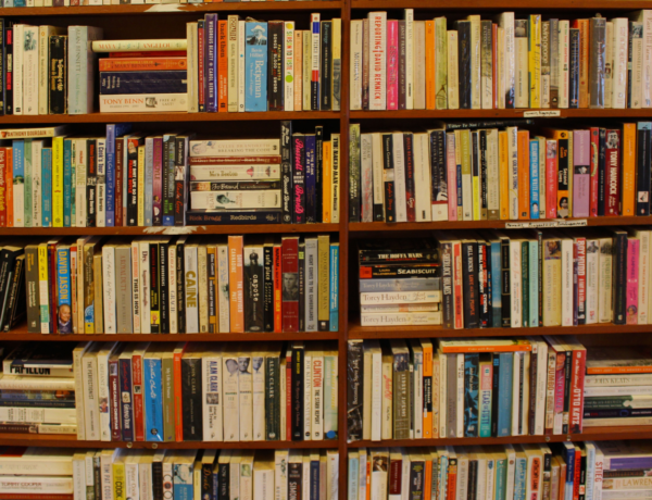 bookshelves full of books
